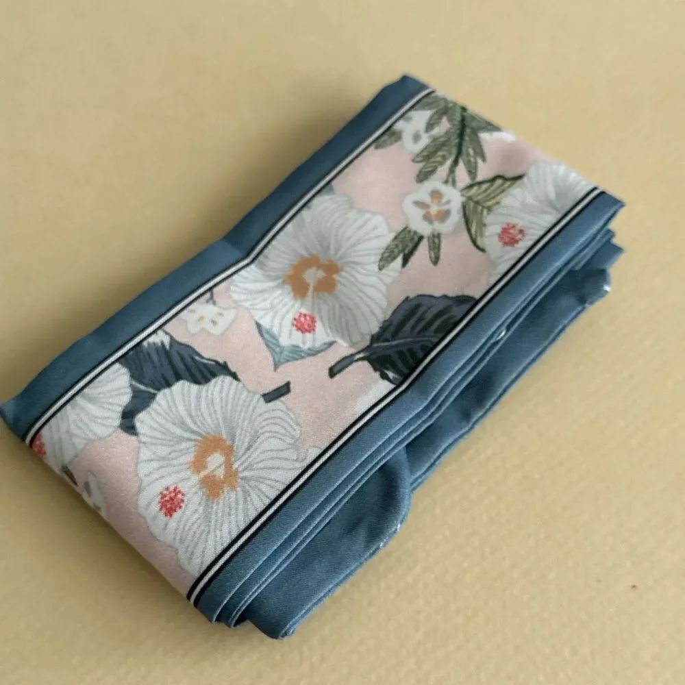 Floral Print Scarf with Blue Border #1871